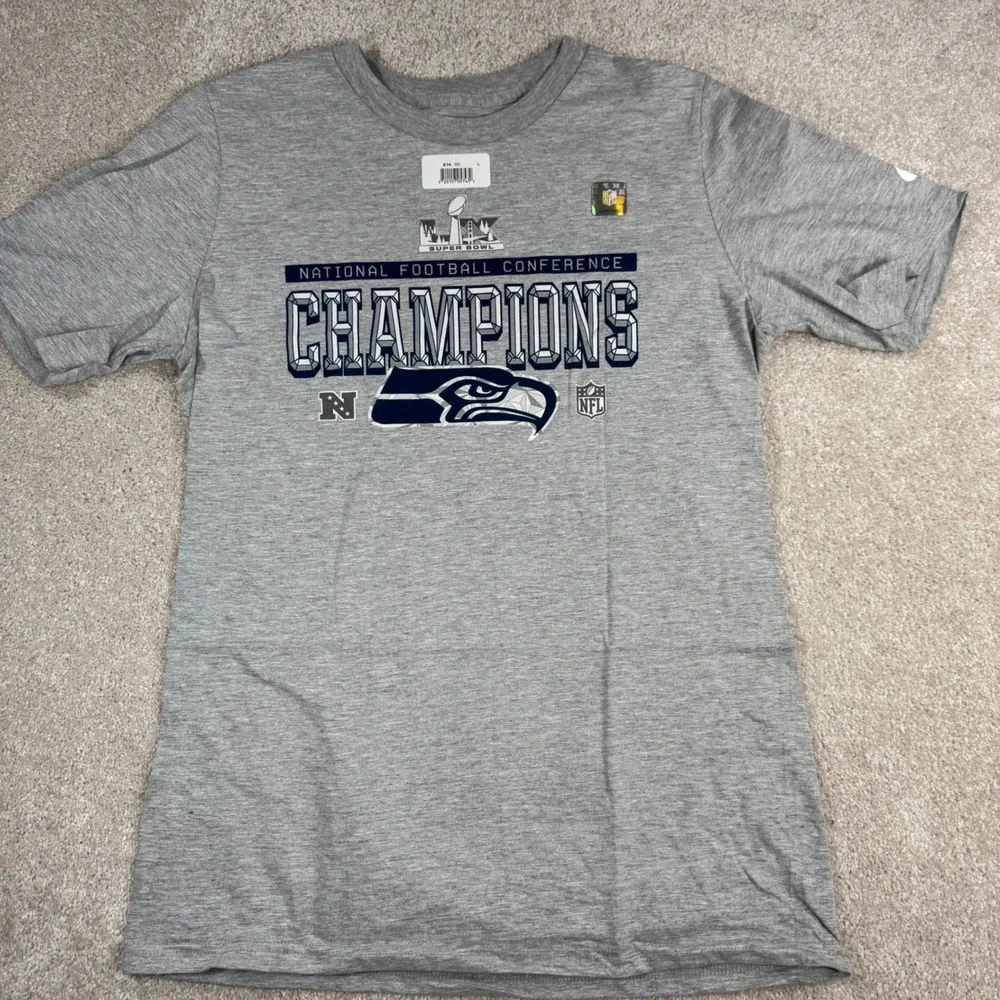 Nike Seattle Seahawks Super Bowl XLIX NFC Champions T-Shirt Kids Large Gray